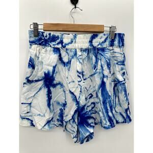 Calia womens Medium hIgh rise cover up swim shorts, floral flourish blue, NWT